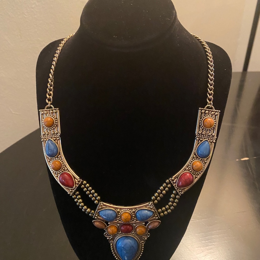 Nepalese stone inspired necklace and earring set
